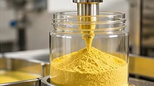 Đóng gói tinh bột nghệ vào hũ