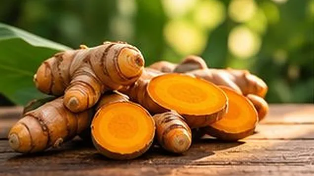 Củ nghệ cắt lát lộ ruột cam