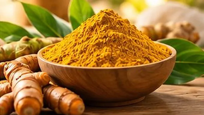 Bát tinh bột nghệ và củ nghệ
